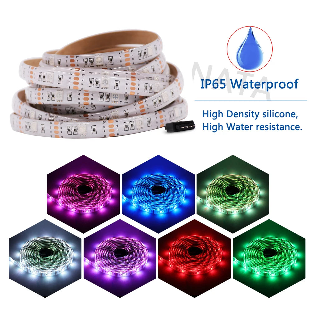 5050 RGB LED Strip AA Battery Box 0.5M 1M 2M LED Light Lamp for Home Decoration Waterproof Flexible Ribbon LED Light